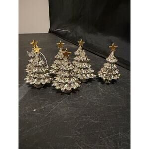 Dept 56 Vintage heavy silver plated Place card holders set of 7 (1 broken)